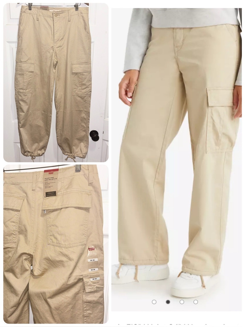 NWT Levi's ‘94 Baggy Cargo Pants Mid Rise Safari Tan Jeans Size 30